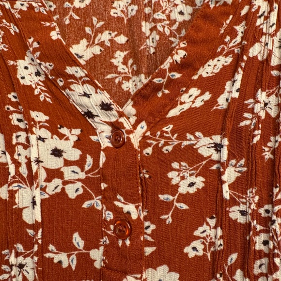 Monday Fun Kearney Henley Blouse Burnt Orange - Picture 3 of 5